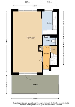 Floorplan - Singel 163A2, 3112 GN Schiedam